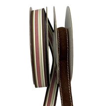 Stampin Up Ribbon Originals Alpine 2 Styles Brown &amp; Striped Polyester Cr... - $175.47 MXN