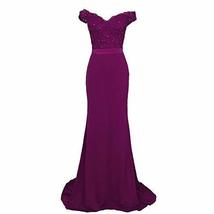 Plus Size Off The Shoulder Mermaid Beaded Lace Prom Bridesmaid Dress Purple US 2 - £84.65 GBP