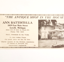 1967 Ann Battistella Antiques Shop Advertisement Lowell Michigan Vintage... - $19.99