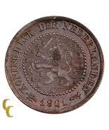 1901 Netherlands 1/2 Cent Coin AU Condition KM# 109.1 - $56.86 CAD