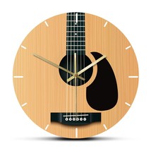 Acoustic Guitar Decorative Wall Clock Music Instrument Minimalist Home Decor Sil - £32.20 GBP