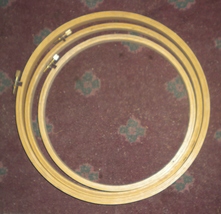Three Wood Embroidery Round Hoops 8&quot;, 9&quot; &amp; 10&quot; Unused Taiwan - £3.95 GBP