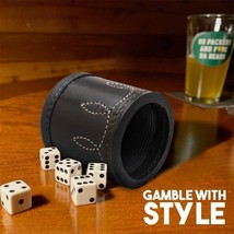 Leather Dice Cup Felt Lining Quiet Shaker for Playing Dice Game Dice Shaker Cup - £28.13 GBP
