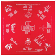 Printed Image First Aid Tips Bandanna 22&quot; x 22&quot; Red Emergency Survival  - £8.82 GBP