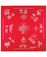 Printed Image First Aid Tips Bandanna 22&quot; x 22&quot; Red Emergency Survival  - £8.68 GBP