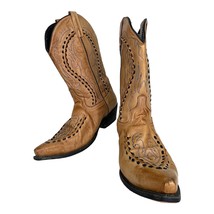 Laredo Men&#39;s &quot;Laramie&quot; Cowboy Boots Tan Leather w/Buck Stitching Size 11.5 - £79.12 GBP
