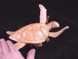 (q69-d) swimming SEA TURTLE PARASITE WOOD carving FIGURINE wooden love t... - $864.55 MXN
