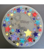 Peggy Karr art glass serving platter tray centerpiece fused glass stars ... - £117.98 GBP