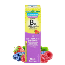 Spring Valley Liquid Vitamin B12, 5000 mcg, Metabolism Support, Berry, 2 oz - $23.79