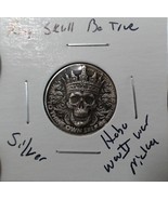 Crowned King Skull Be True To Thine Self Made From A REAL Silver Nickel ... - $280.61 MXN