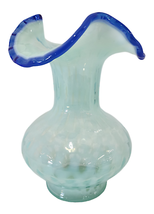 Fenton Blue Opalescent Diamond Optic Art Glass Vase, 7&quot; Tall x 5&quot; Wide-FB2 - $121.21