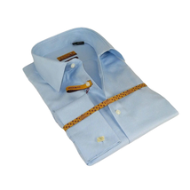Mens 100% Egyptian Cotton Shirt French Cuffs Wrinkle resistance Enzo 61102 Blue image 2