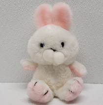 Vintage Dakin 1981 Bunny Rabbit Sitting Plush White Pink Ears Feet Easter  - £13.11 GBP