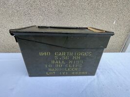 Antique 840 Green Metal Military Ammo Box - $53.45