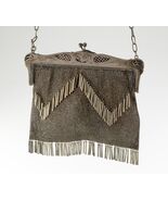 Borsa In Rete D&#39;Argento Vintage Con Cinghie A Motivo Flora E Frange - $11,507.46 MXN