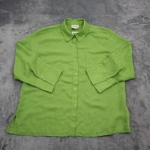 Cold Water Creek Shirt Womens L Green Button Up Long Sleeve Collared Top - £18.16 GBP