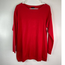 Talbots Knit Sweater Womens Lp Boat Neck Shoulder Button Accent Long Sleeve Red - $13.50
