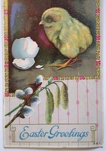 Easter Greetings Postcard Baby Chick Cracked Egg HIR Vintage Original Series 301 - £3.90 GBP