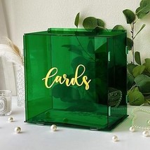 OurWarm Acrylic Wedding Card Box with Lock, Green Gift Card Box for Wedd... - $25.00