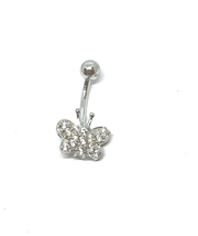 ADIRFINE 925 Sterling Silver Banana Bar Butterfly Belly Button Ring - £33.89 GBP