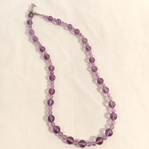 Vintage Natural Amethyst Smooth 2 Sized Round Beaded Necklace- Circa 90&#39;s - £37.99 GBP