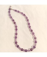 Vintage Natural Amethyst Smooth 2 Sized Round Beaded Necklace- Circa 90&#39;s - £37.39 GBP