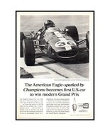 1967 Champion Spark Plugs Vintage Print Ad Formula 1 American Eagle Wall... - £8.30 GBP