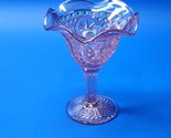 Blush Pink Carnival Glass Bowl Iridescent Imperial Glass Footed Compote ... - $31.99