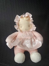 Bunnies by the Bay Baby Curl Doll Pink Lovey Security Plush Satin Trim R... - $18.61