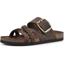 White Mountain Footbeds Women Slide Sandals Healing Size US 5 Brown Leather - £32.66 GBP