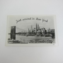 Real Photo Postcard RPPC New York City Skyline Harbor Brooklyn Bridge Vintage - £15.94 GBP