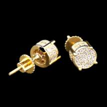 2.50 Ct Cubic Zirconia Round Cluster Stud Earrings 14K Yellow Gold Plated Silver - £29.40 GBP
