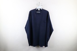 Vintage 90s Dickies Mens XL Faded Spell Out Long Sleeve Pocket T-Shirt Blue - $44.50