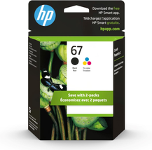 HP 67 Black/Tri-Color Ink Cartridges (2 Count - Pack of 1) | Works with HP Deskj - $49.10