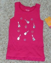 Girls Tank Top Sonoma Pink Foiled Guitars Embellished Sleeveless Shirt-s... - $6.93