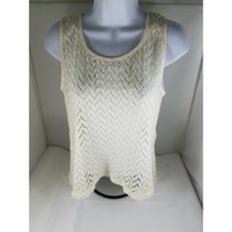 Womens Top YA LOS ANGELES Beige Sheer Zig Zag w/Bow on Back Cotton Blend Medium - £10.47 GBP