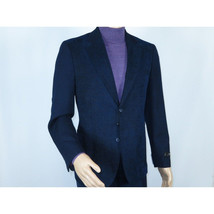 Men ZACCHI Velour Velveteen Hounds tooth Blazer Sport Coat DUANE 74521 Navy Blue image 9