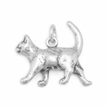 925 Sterling Silver 3D Walking Cat Charm New Pendant Kitty Kitten Women&#39;s Gift - £47.78 GBP
