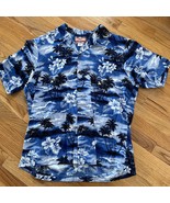 RJC Short Sleeve Hawaiian Shirt Blue Ocean Floral Palms Palm Tree XL Mad... - £9.15 GBP