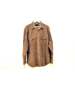 Wrangler Mens Velvet Shirt XL Brown Button Down Long Sleeve Pockets - £12.03 GBP