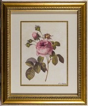 PJ Redoute 20x24 Pink Rose Floral Print Gold Ornament Frame Vtg g25-
show ori... - £276.24 GBP
