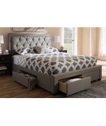 Simms Light Gray Fabric Upholstered King Size Storage Bed - $19,275.33 MXN