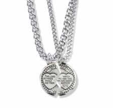 Sterling Silver Mitzpah Medal With Diamond Engraving Necklace &amp; Chain - £96.38 GBP