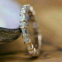 1Ct Imitación Diamante Eternidad Completo Alianza 14K Oro Amarillo Chapado Plata - £69.03 GBP
