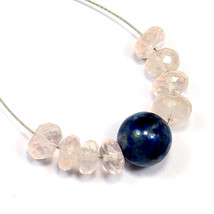 Blue Sodalite Rose Quartz Faceted Beads Briolette Natural Loose Gemstone Jewelry - £4.39 GBP