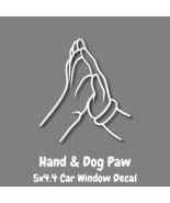 Male Hand & Dog Paw Vinyl Decal 5x4.4" - £3.99 GBP