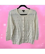 NWOT Talbots Cream Womens Size LARGE colorful Polka Dot Soft Cardigan Sw... - $35.13 CAD
