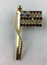 Vintage US American Flag on Pole Jewel Pin Brooch 2.75&quot; Patriotic Independence - £10.49 GBP