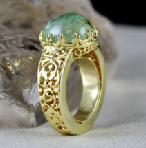 Elegant Natural Old Colombian Emerald Oval Gemstone Finest Unisex Silver Ring - £598.05 GBP