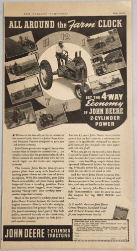 1938 Print Ad John Deere Two Cylinder Tractors 4-Way Economy Moline,IL - £15.66 GBP